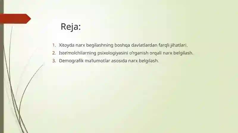 Narxlarni belgilashda Xitoy tajribasi 2