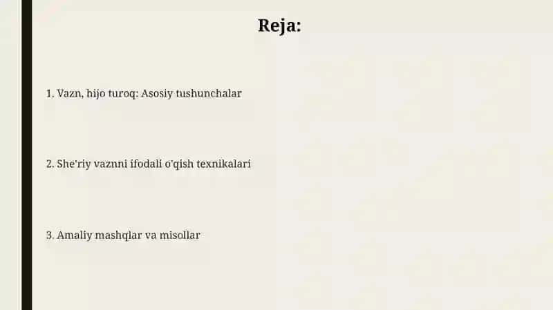 Barmoq vaznli she'rlarni ifodali o'qish 2