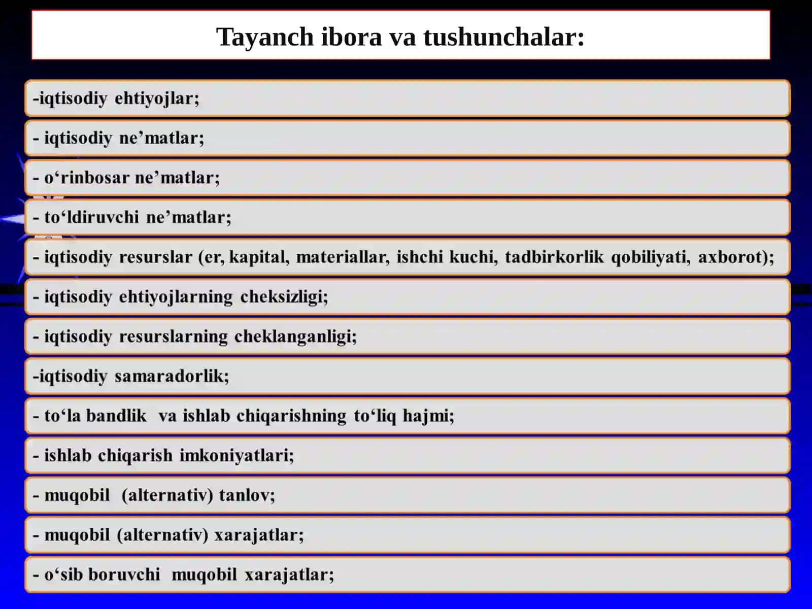 Iqtisodiy bazis tushunchalar 2
