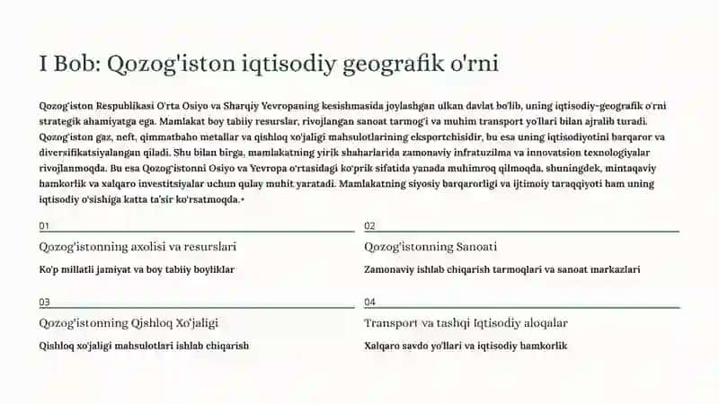 Qozog'iston Iqtisodiy Geografiyasi 2