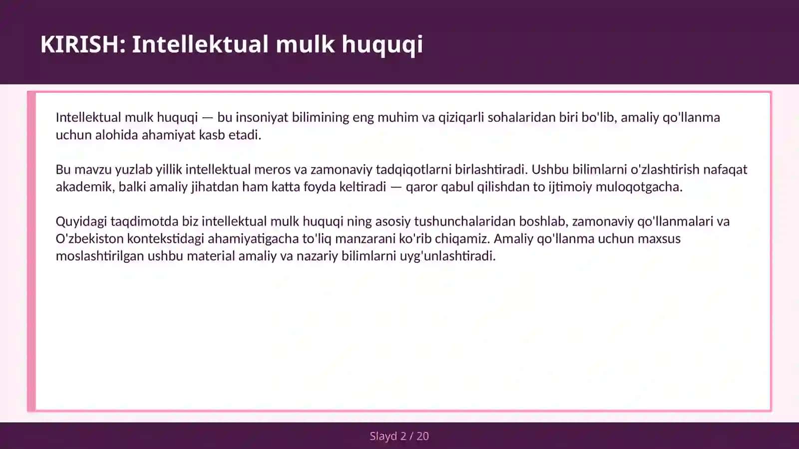 INTELLEKTUAL MULK HUQUQI 2