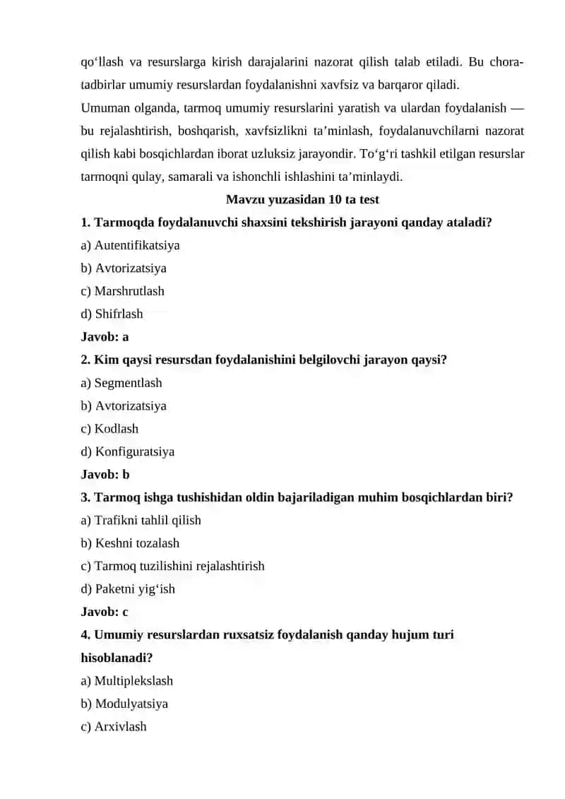 Tarmoq umumiy resurslarini yaratish va ulardan foydalanish 2