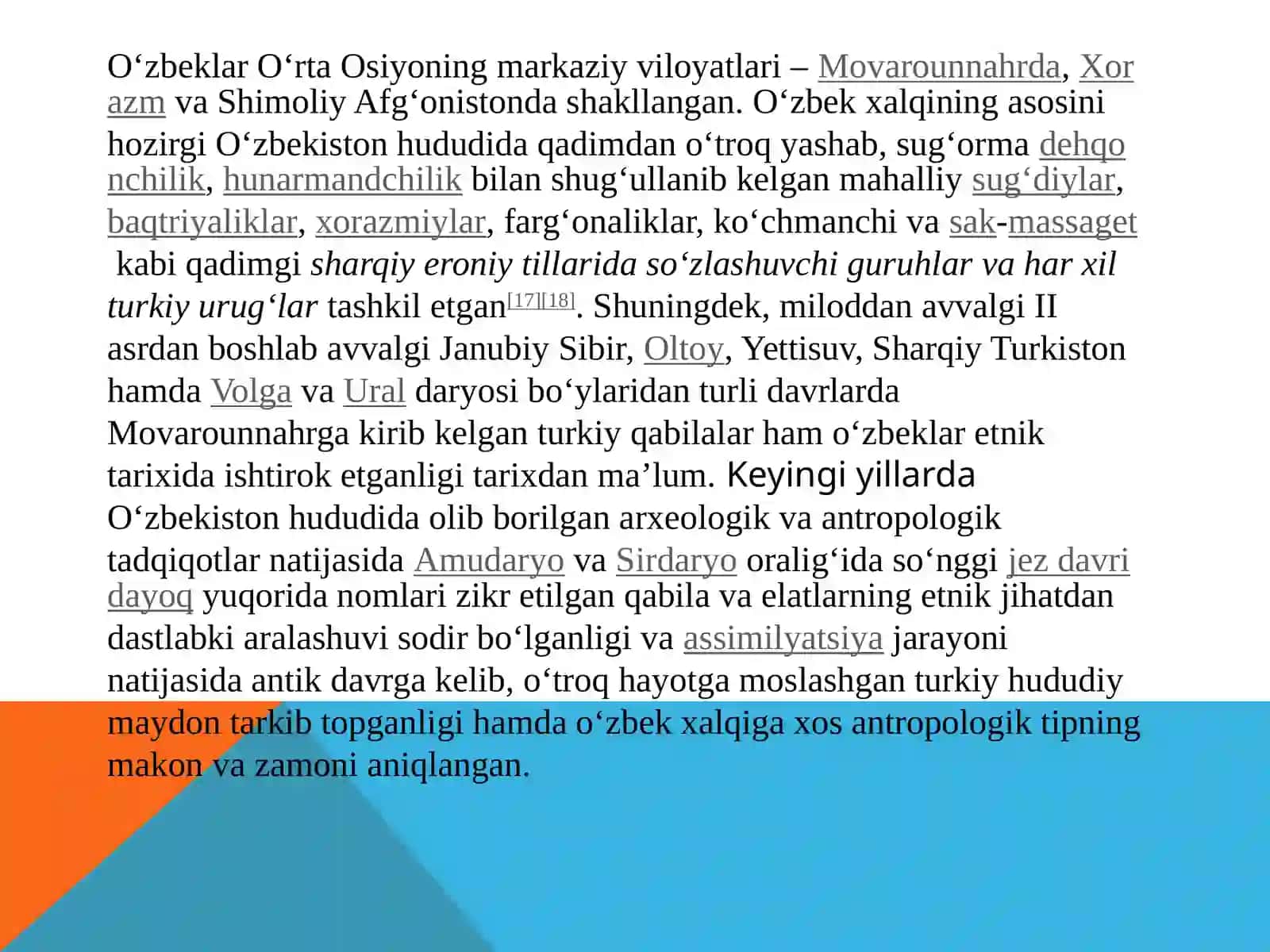 O'zbek etnosining antropologik tipi va u dastlab tarkib topgan zamon va makon. 2