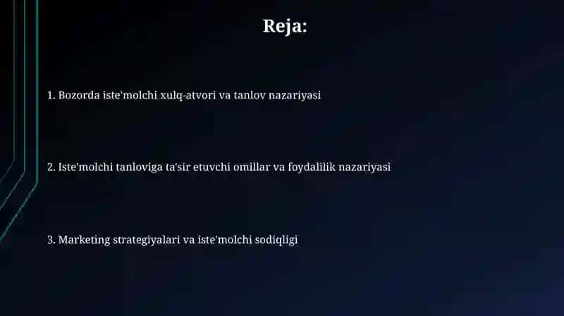 Isteʼmolchilarning bozordagi xatti-harakati va uning tanlovi nazariyasi 2