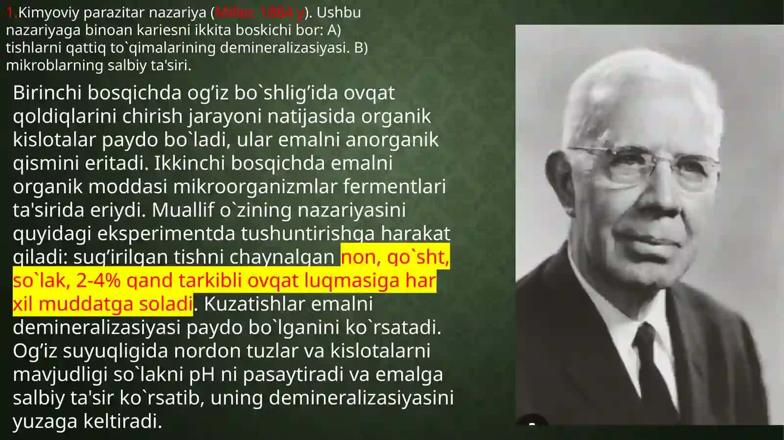 Karies kasalligi kelib chiqish nazariyasi 2