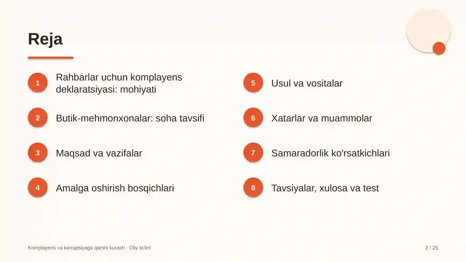 Butik-mehmonxonalarda rahbarlar uchun komplayens deklaratsiyasini joriy etish 2