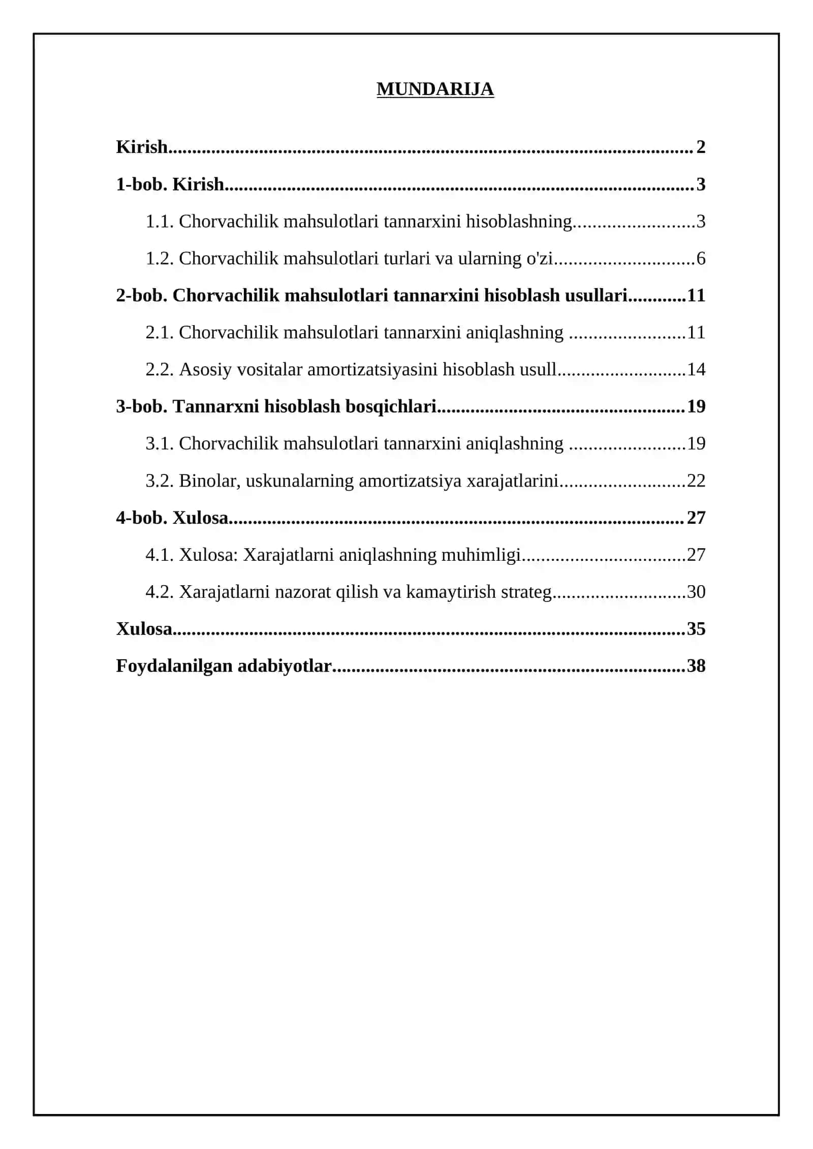 CHORVACHILIK MAHSULOTLARI TANNARXINI HISOBLASH USULLARI 2
