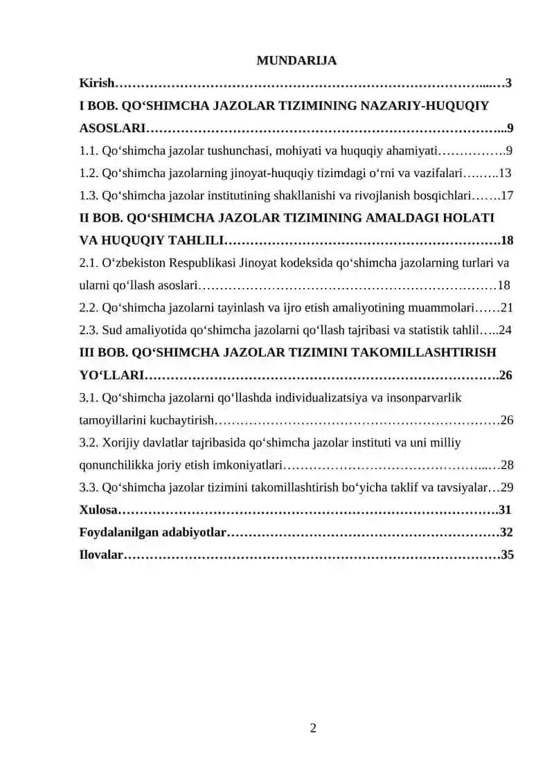 Qo‘shimcha Jazolar Tizimi 2