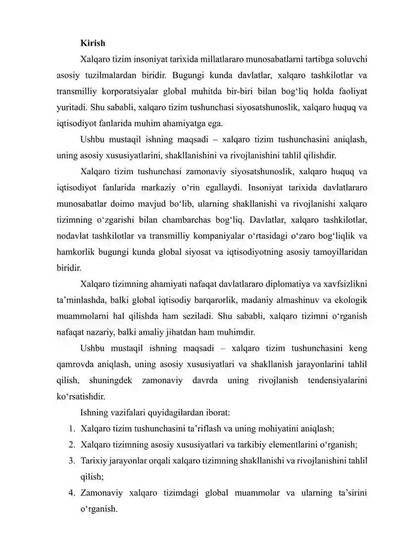 Xalqaro Tizim Tushunchasi 2