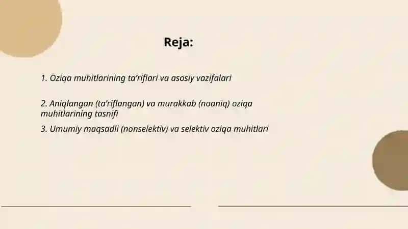 Oziqa muhitlar 2
