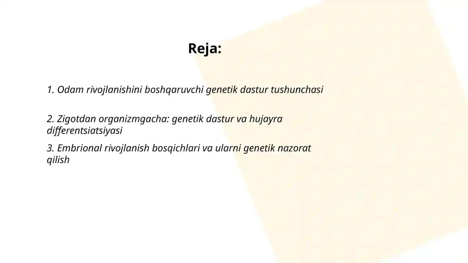 Odam rivojlanishini genetik dasturi 2