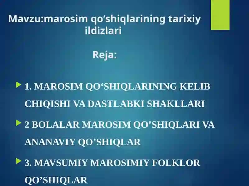 Marosim qo'shiqlarining tarixi yulduzlari 2