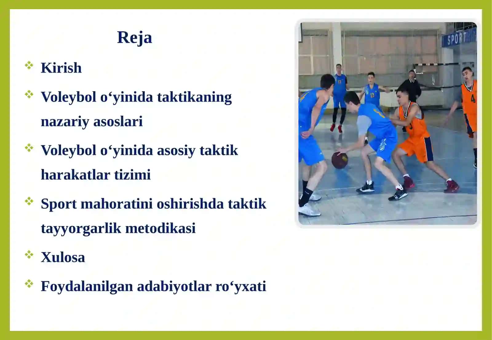Voleybol o‘yini taktikasi 2