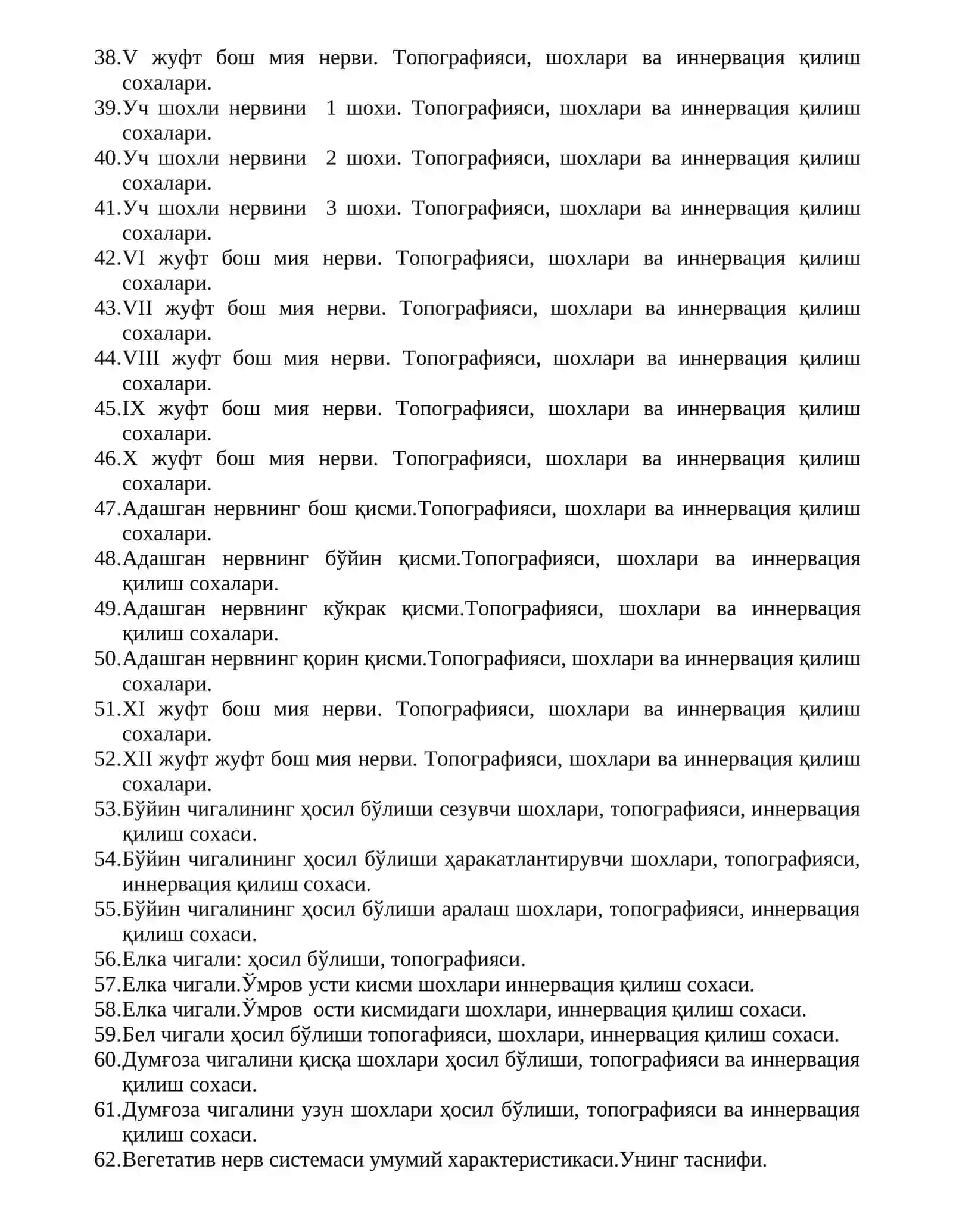 Одам анатмоияси фанидан 2