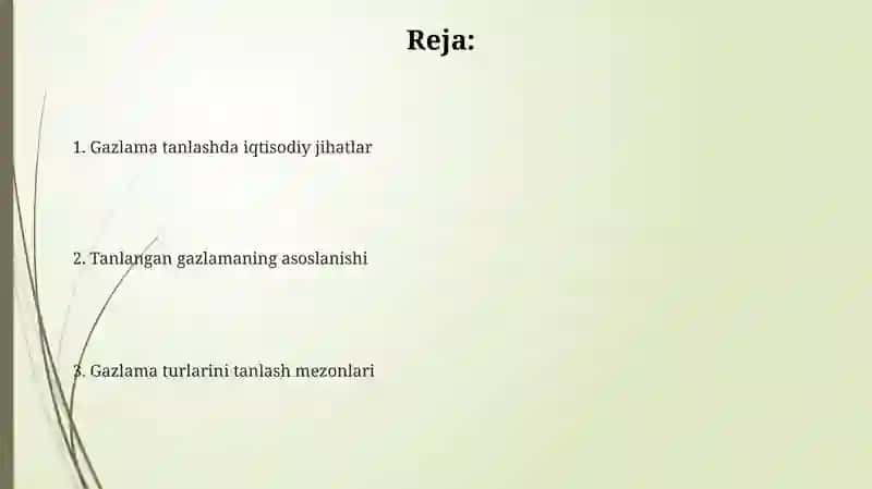 Gazlama tanlash va asoslash 2