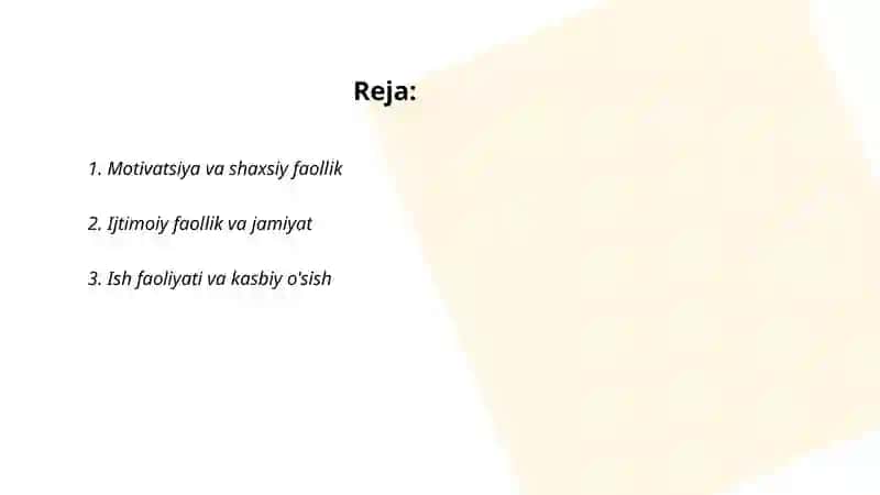 Motivatsiya va shaxsiy faollik 2