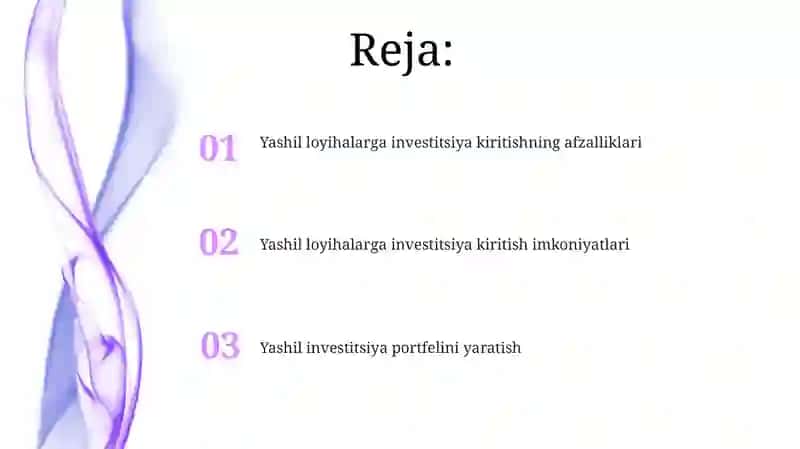 Yashil loyihalarga investitsiya kiritish 2