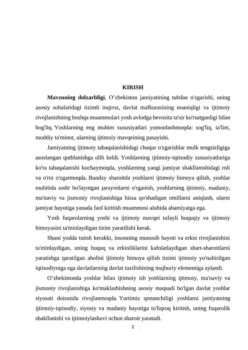 Bolalar yoshlarning ijtimoiy himoyasi va ta'minoti 2