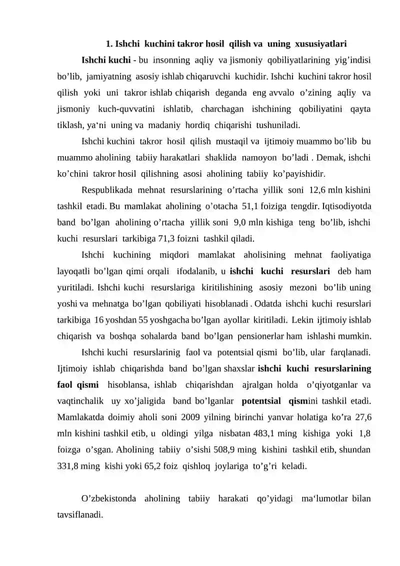 Ishchi kuchi va uni takror ishlab chiqarish 2