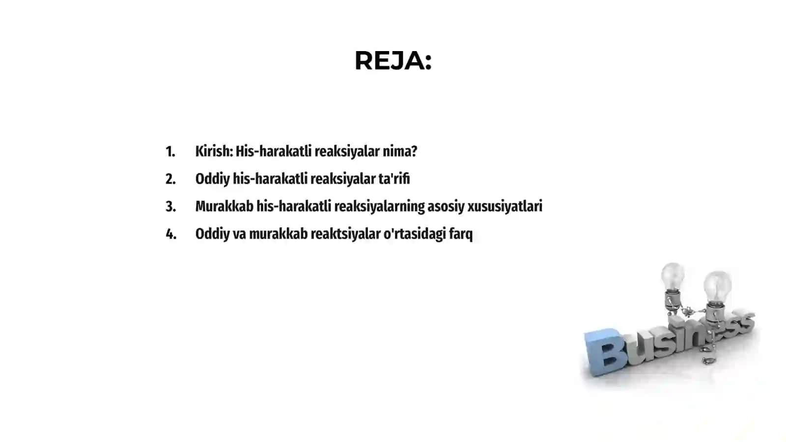 Oddiy va murakkab his-harakatli reaksiyalar 2