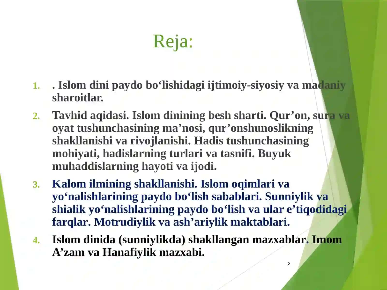 Islam dini aqidaviy nazoratlari 2