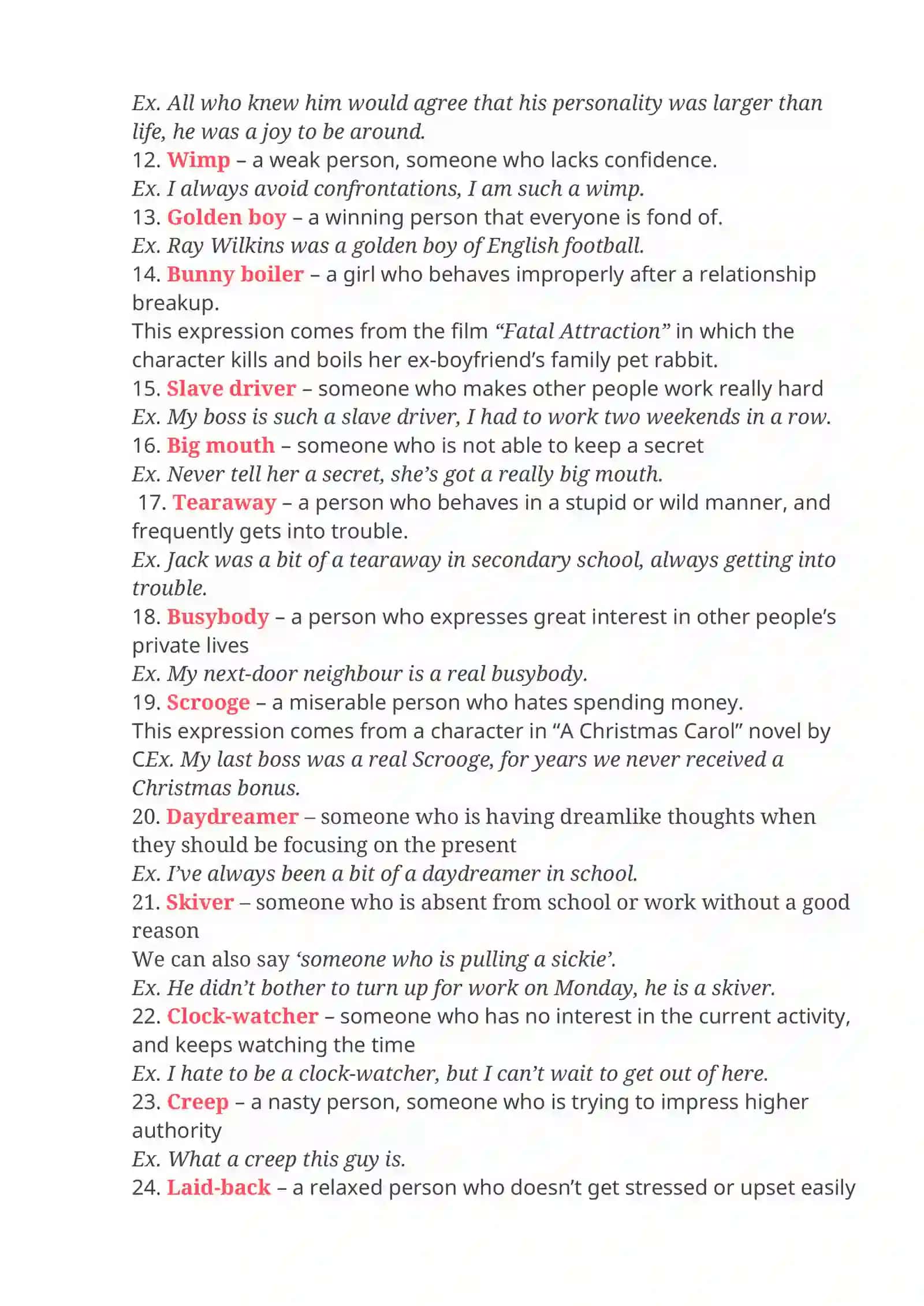 English Idioms Describing Character And Personality 2