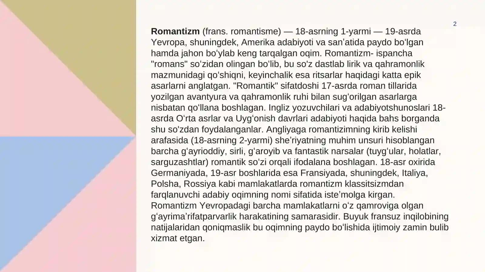 ROMATIZM OQIMI 2