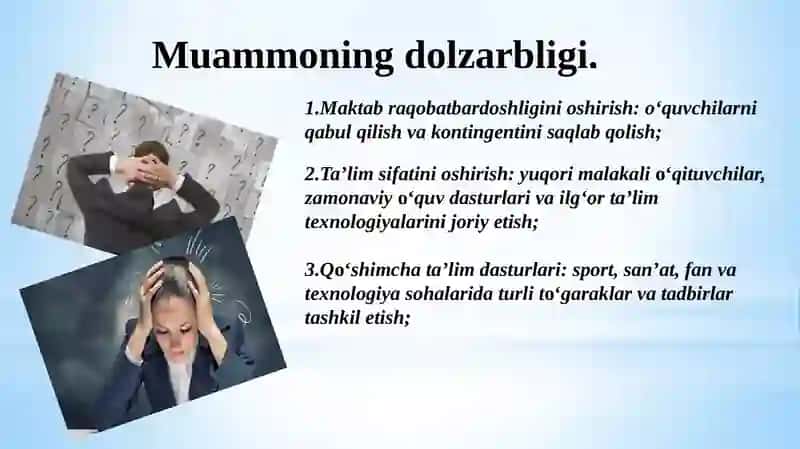 "MAKTABNING IJOBIY IMIJINI YARATISH" 2