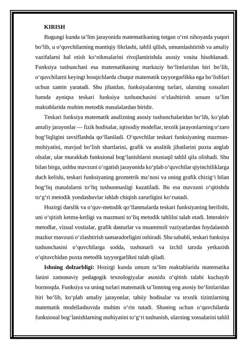 Teskari funksiya tushunchasi matematika kursida 2