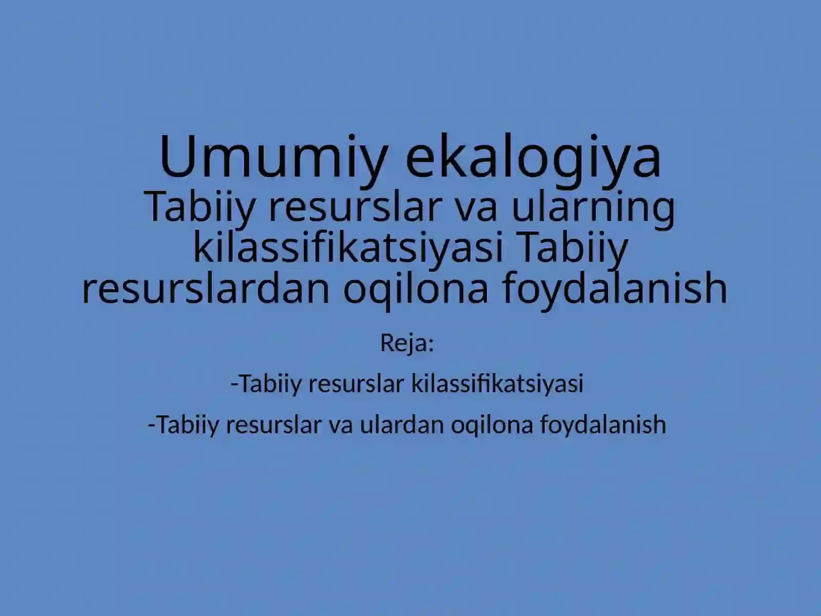 Umumiy ekalogiya 2