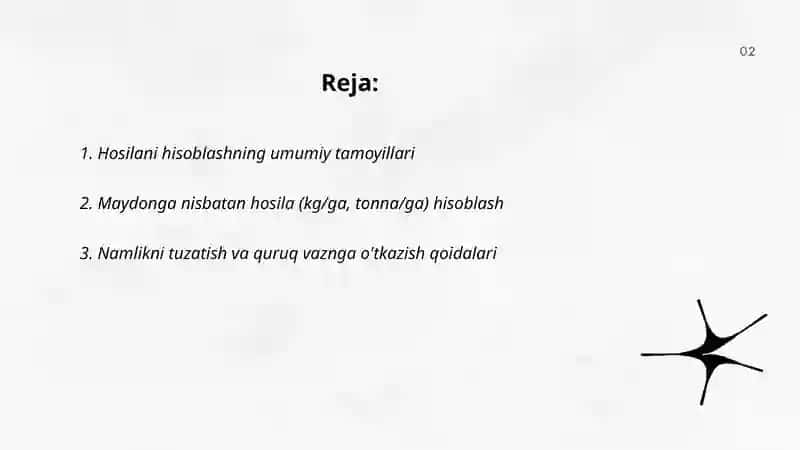 Xosilani xisoblash qoydalar 2