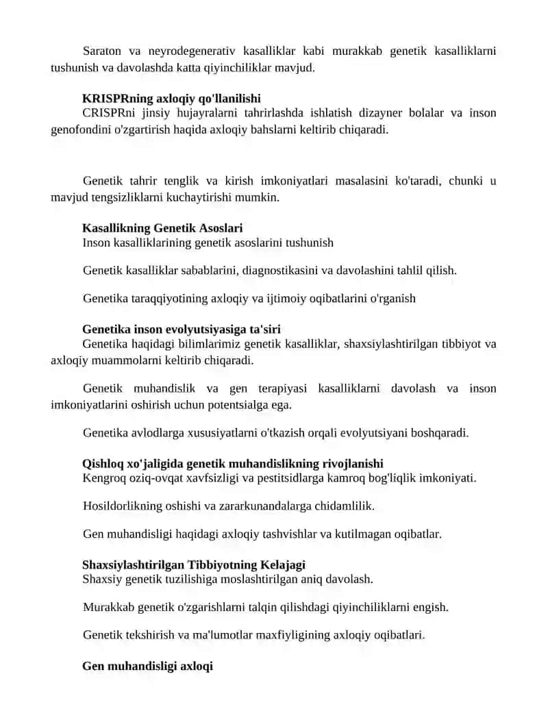 Genetika fanining zamonaviy muammolari 2