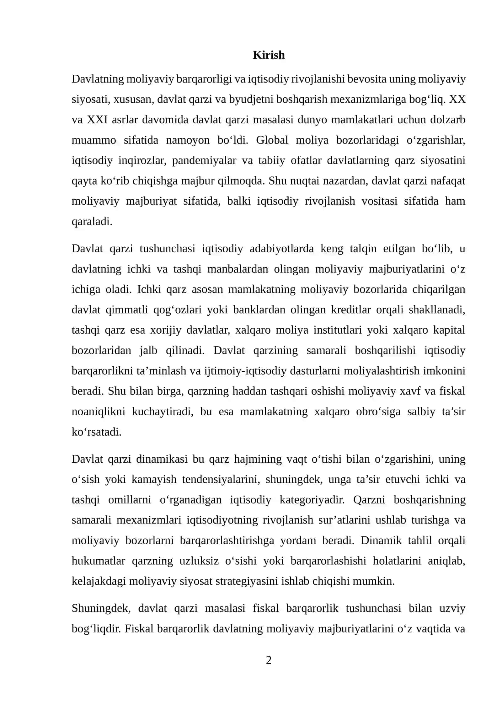 Davlat Qarzi Dinamikasi va Fiskal Barqarorlik Sharti 2