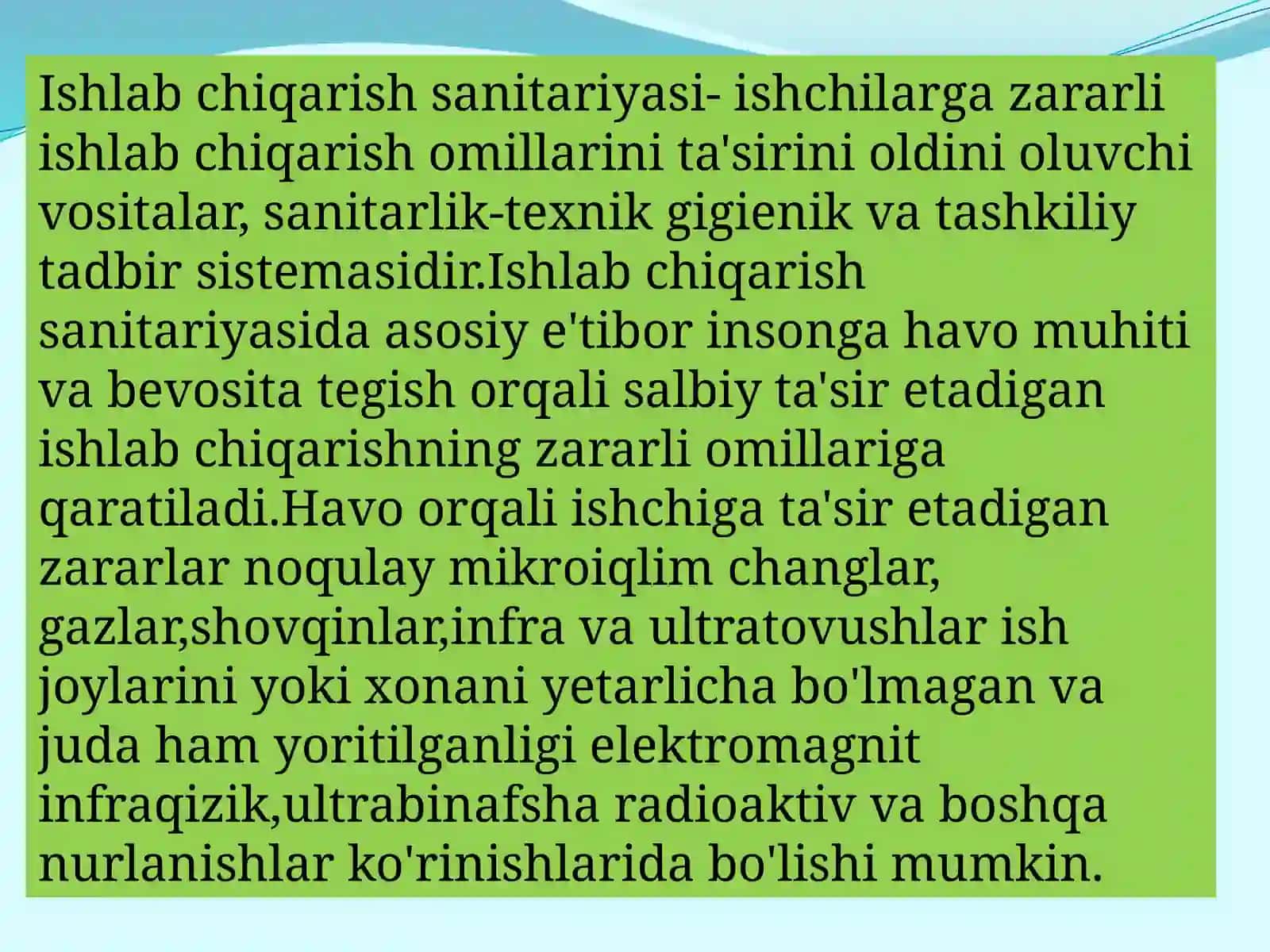 Ishlabchiqarish sanitariyasi 2