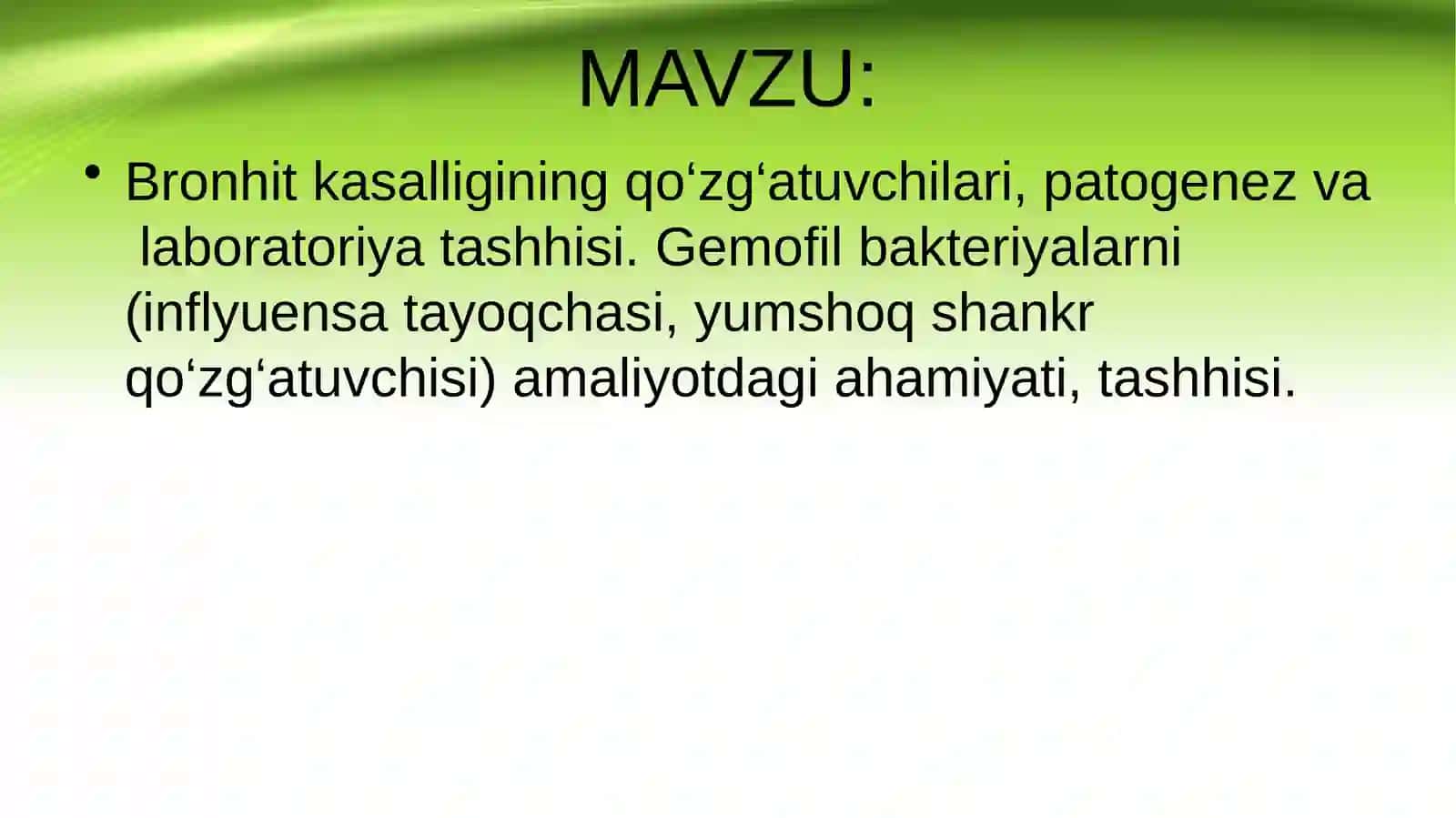 Bronhit kasalligining qo‘zg‘atuvchilari, patogenez va laboratoriya tashhisi 2