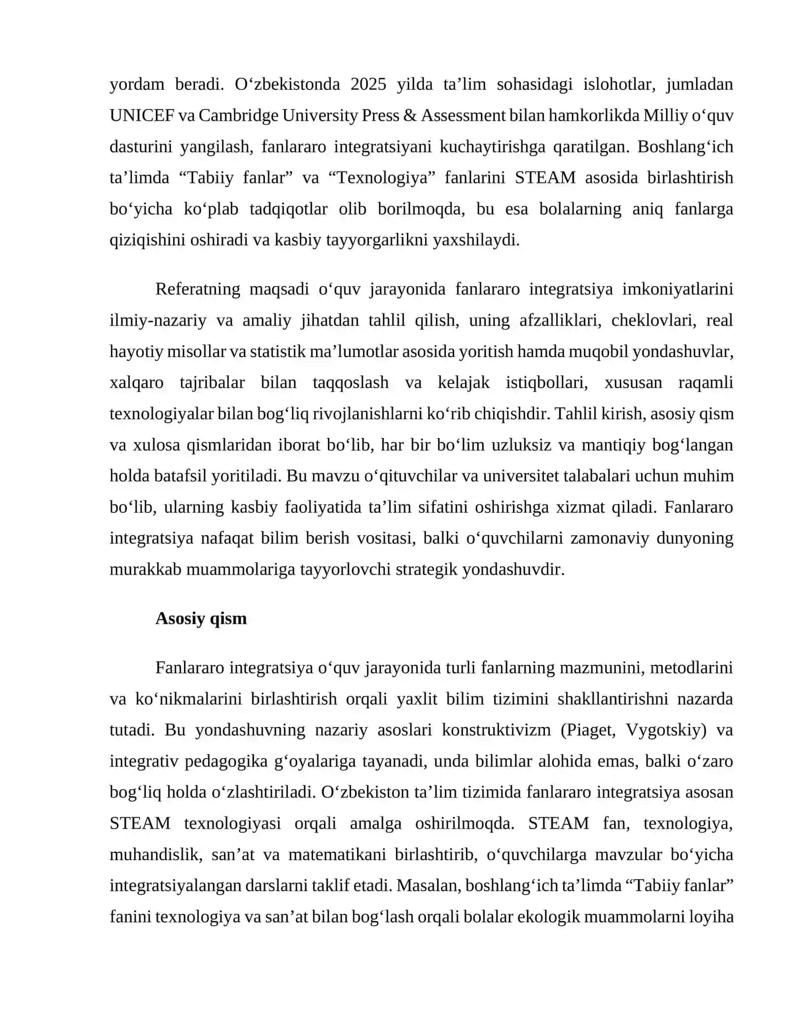 O‘quv jarayonida fanlararo integratsiya imkoniyatlari 2