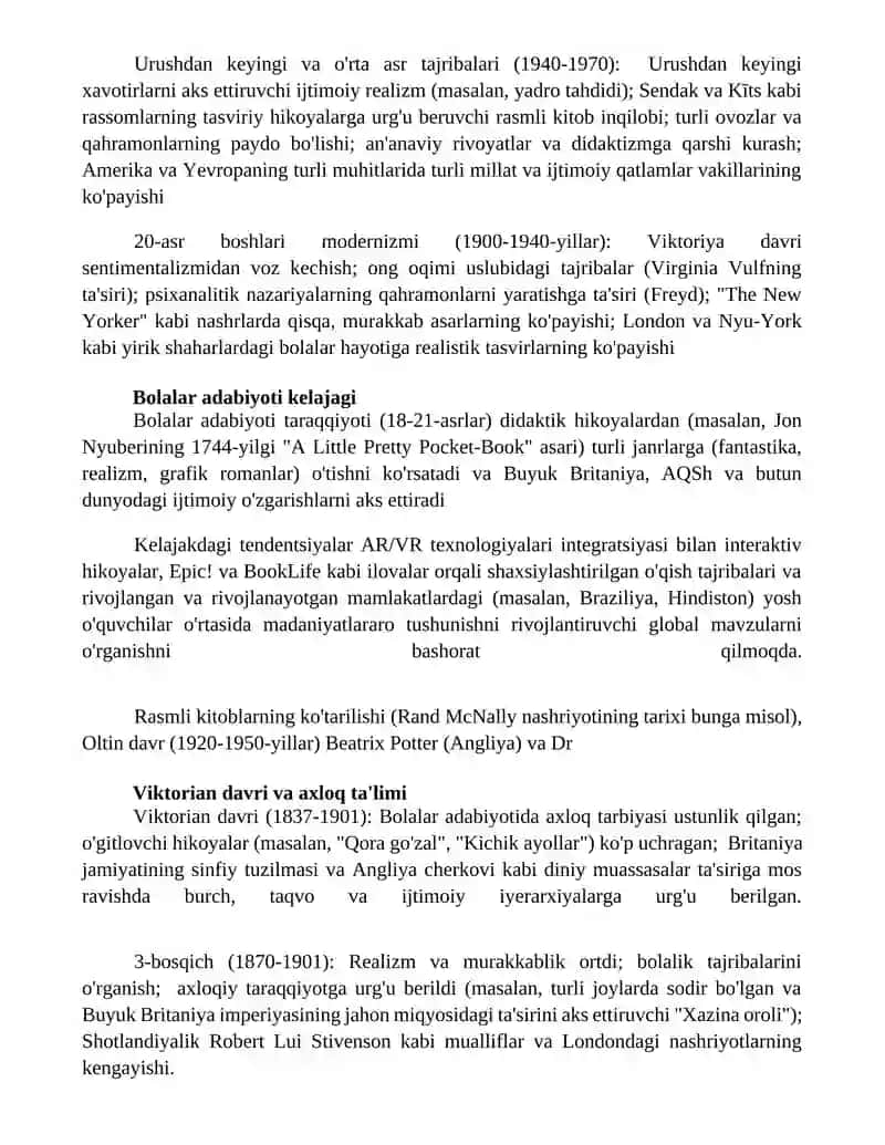 Bolalar adabiyotining vujudga kelish bosqichlari 2