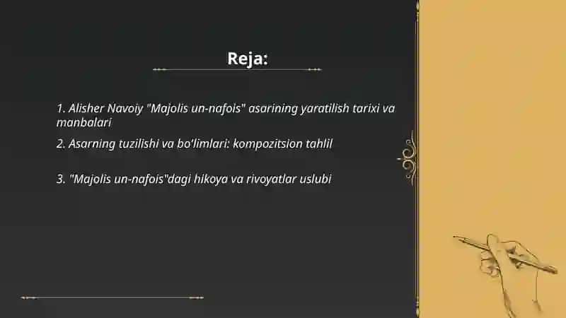 Alisher Navoiy "Majolis un-nafois" asari 2