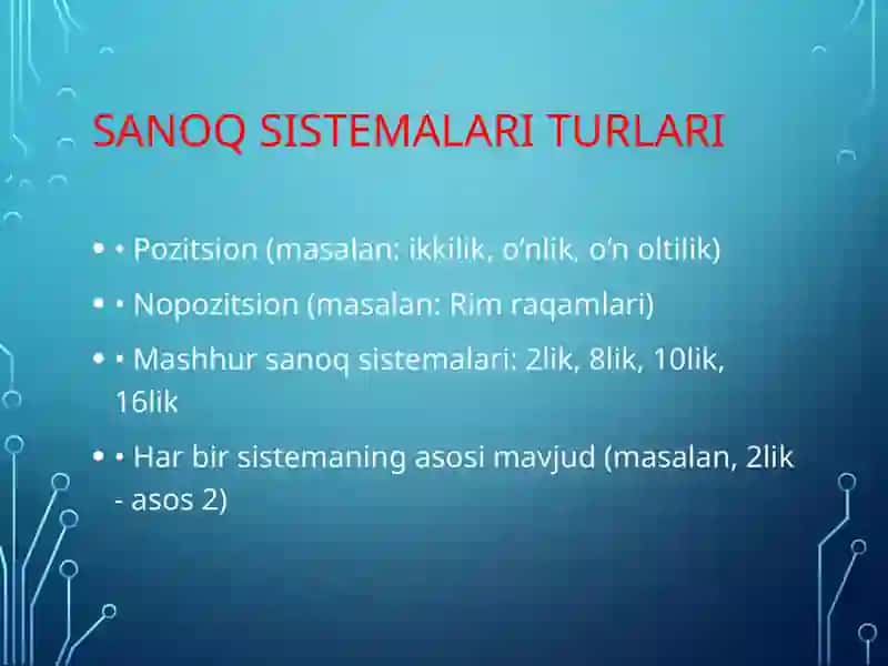 Sanoq sistemalari nima? 2