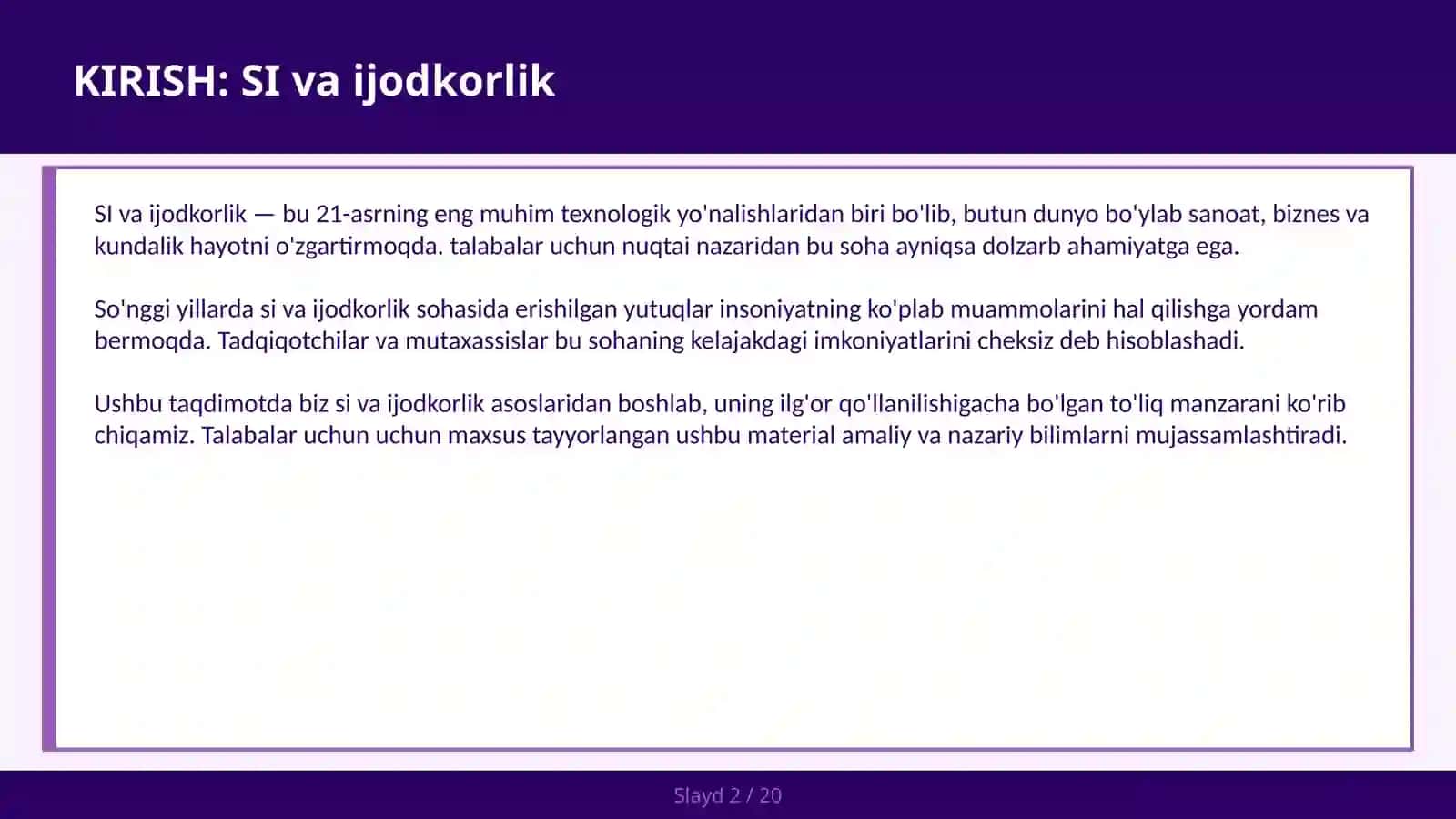 SI VA IJODKORLIK 2