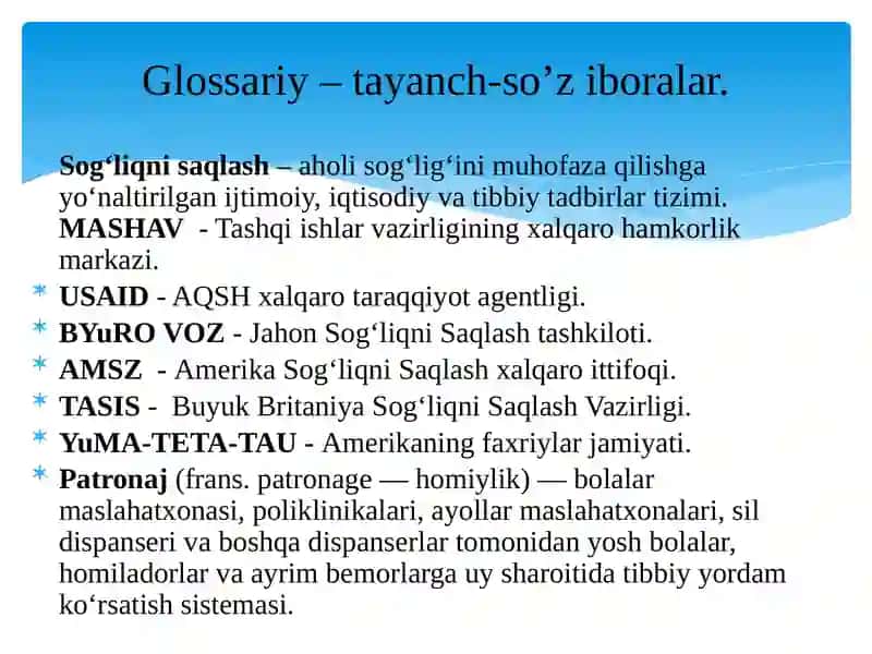 O’zbekistonda Sog’liqni Saqlash sohasidagi islohotlar 2