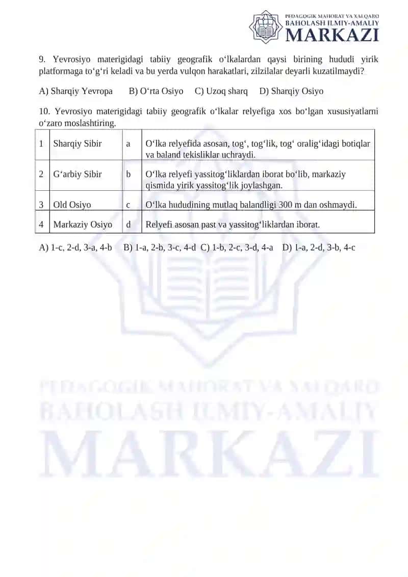 7-sinf geografiya IV chorak CHSB 2
