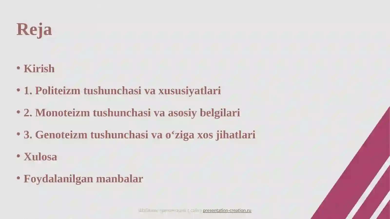 Dinning turlari—Politeizm,Monoteizm va Genoteizm 2