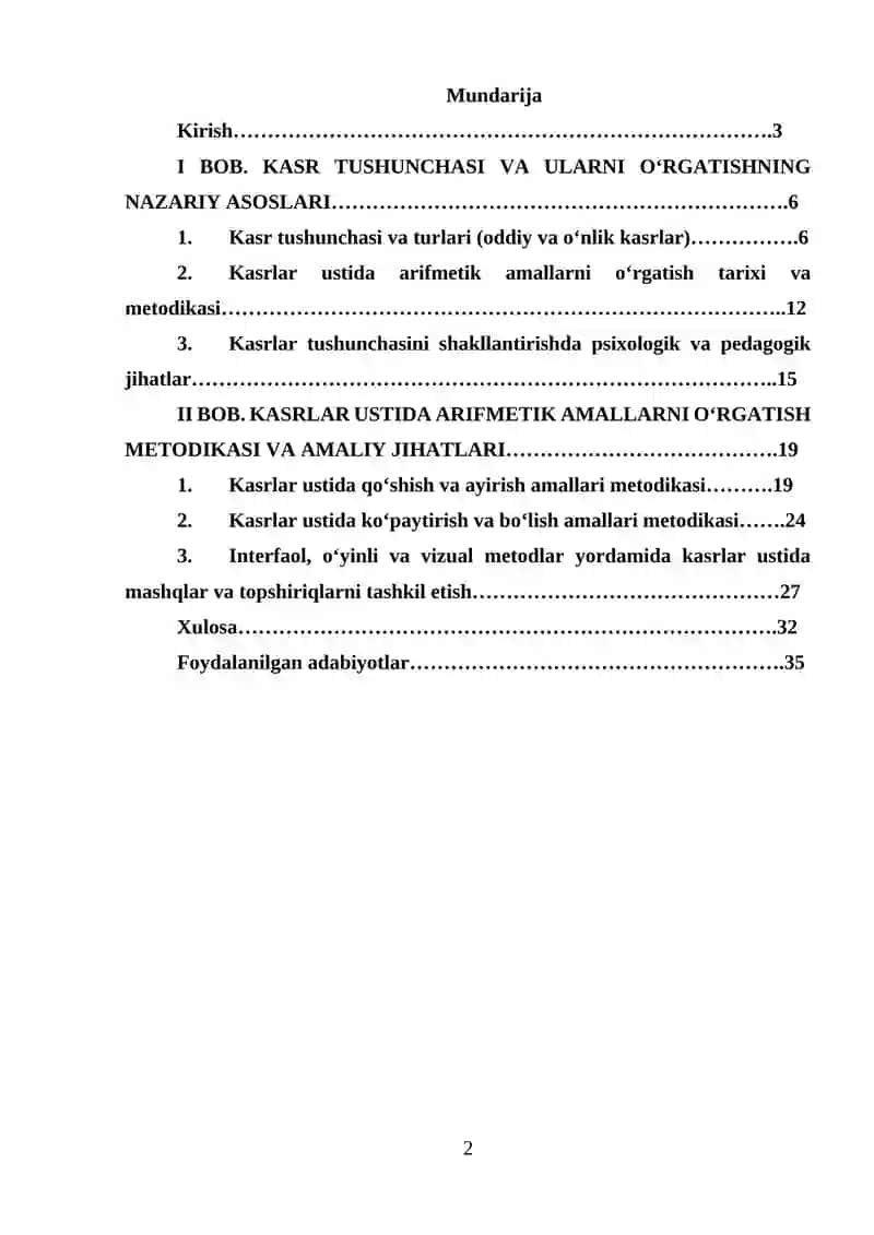 Kasrlar ustida arifmetik amallar 2