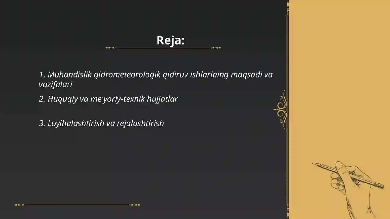 Muhandislik gidrometeorologik qidiruv ishlarining tarkibi 2