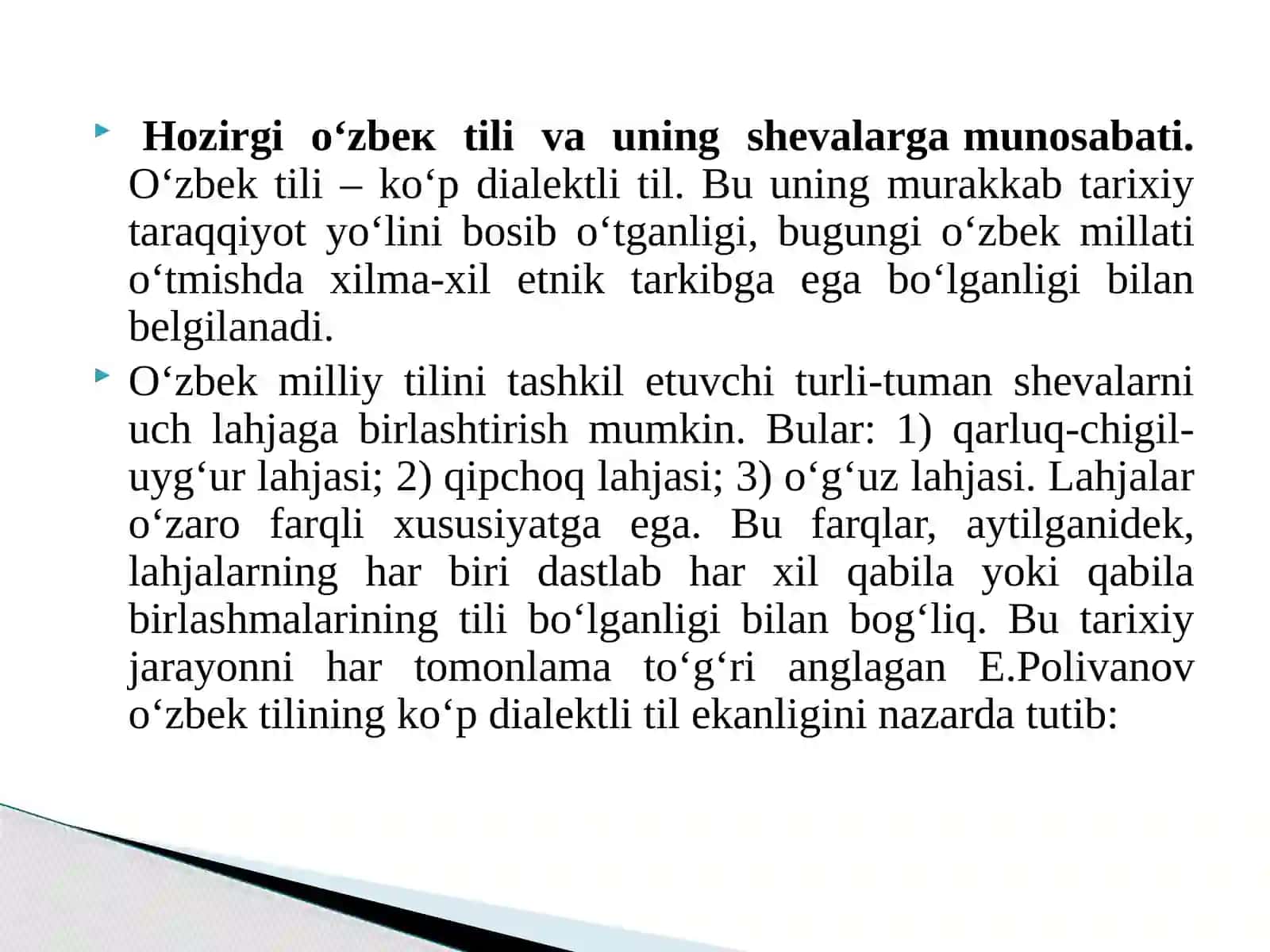 O‘zbek adabiy tili va shevalarlari 2