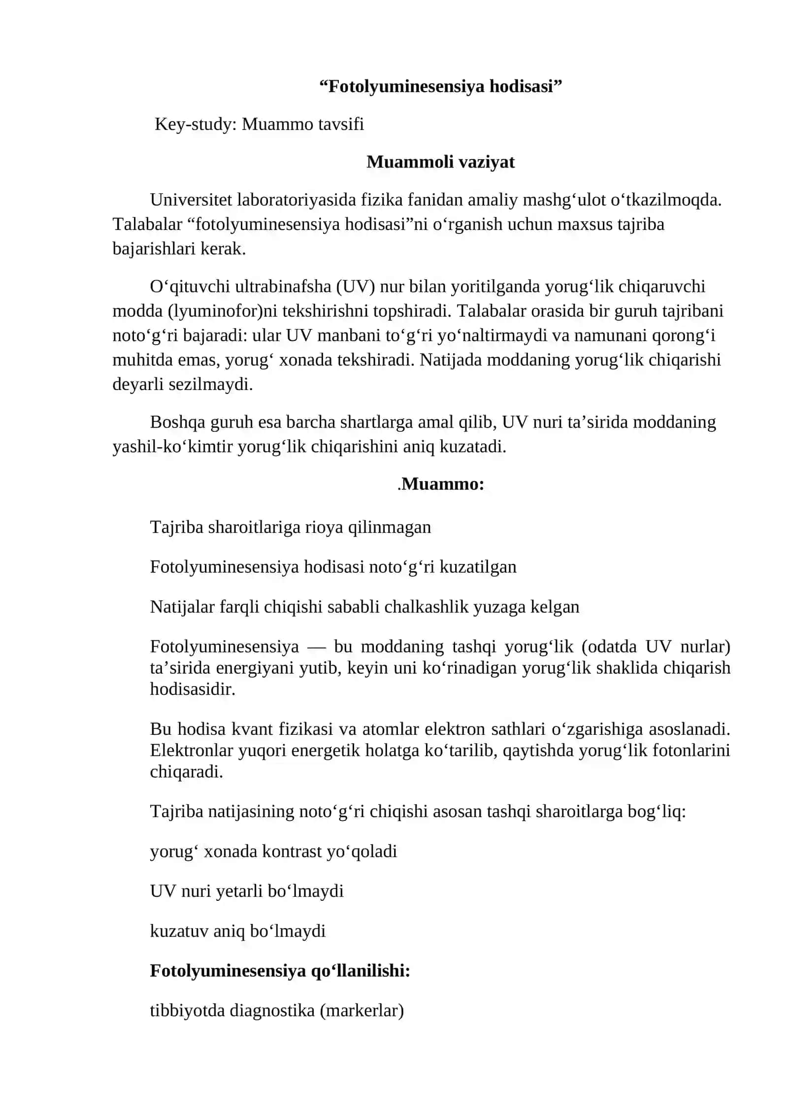 KEYS-STADY “Fotolyuminesensiya hodisasi” 2