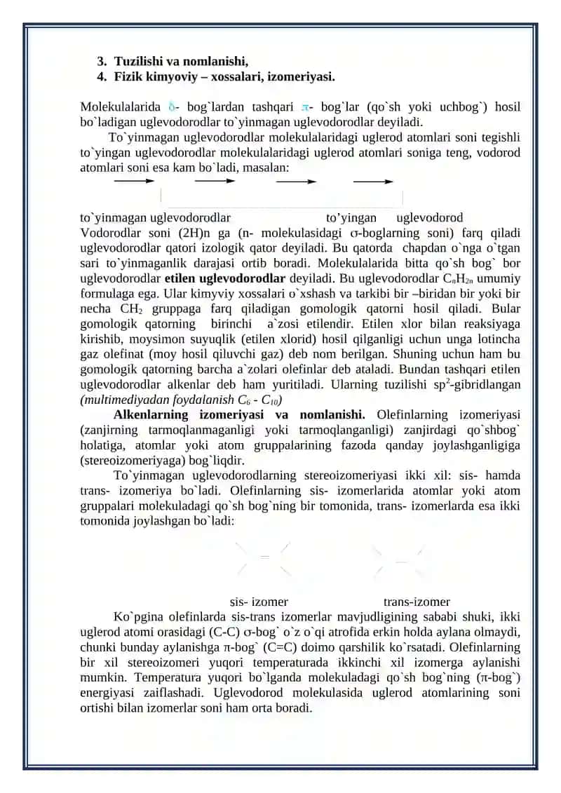 Alifatik to’yinmagan uglevodorodlar 2