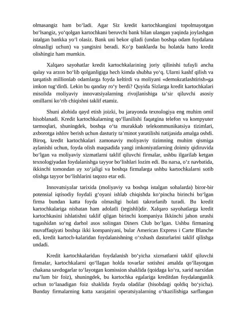 Moliyaviy yangiliklar va moliyaviy bozorlar 2