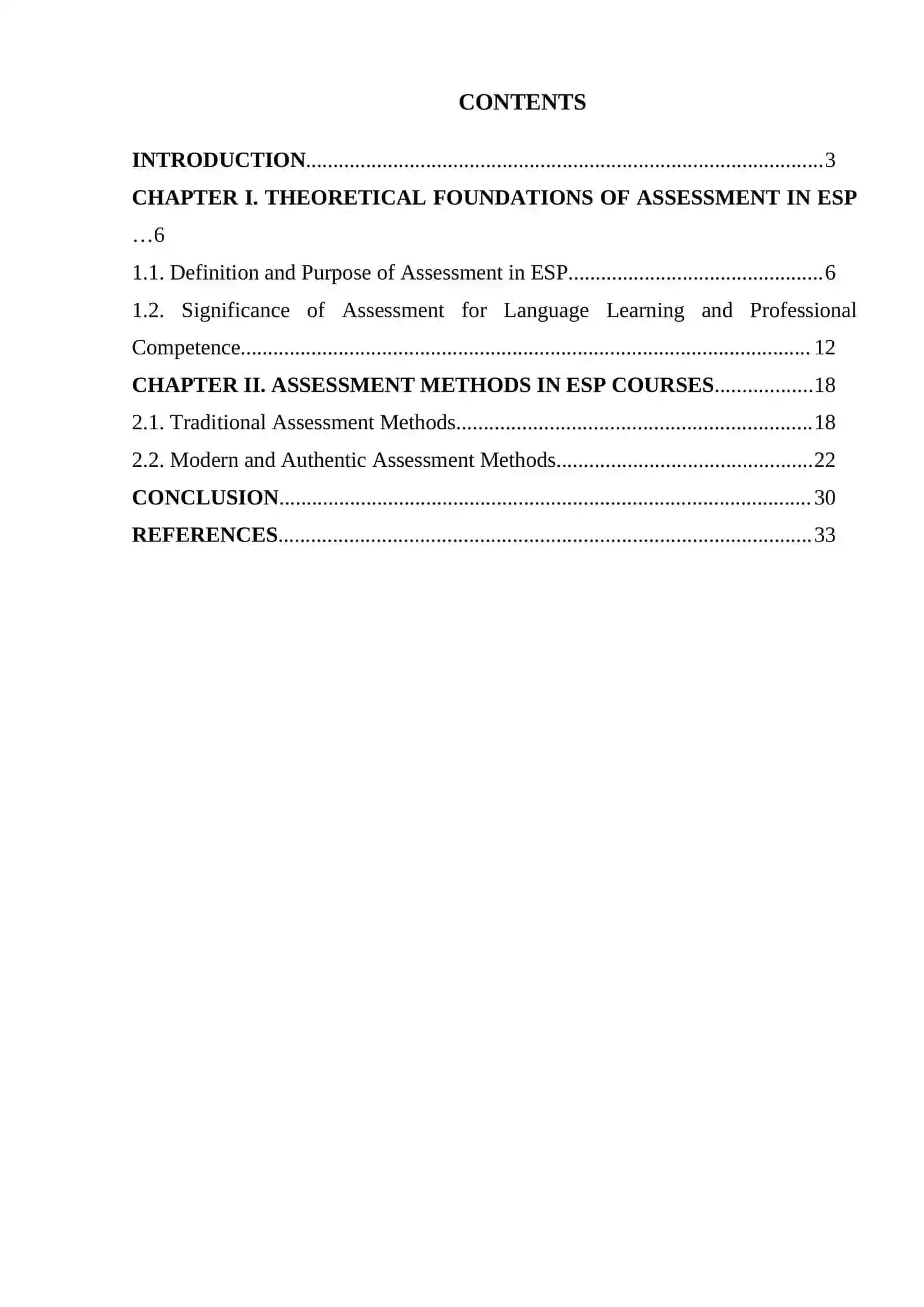 COURSE WORK THEME: ASSESSMENT STRATEGIES IN ESP COURSES 2